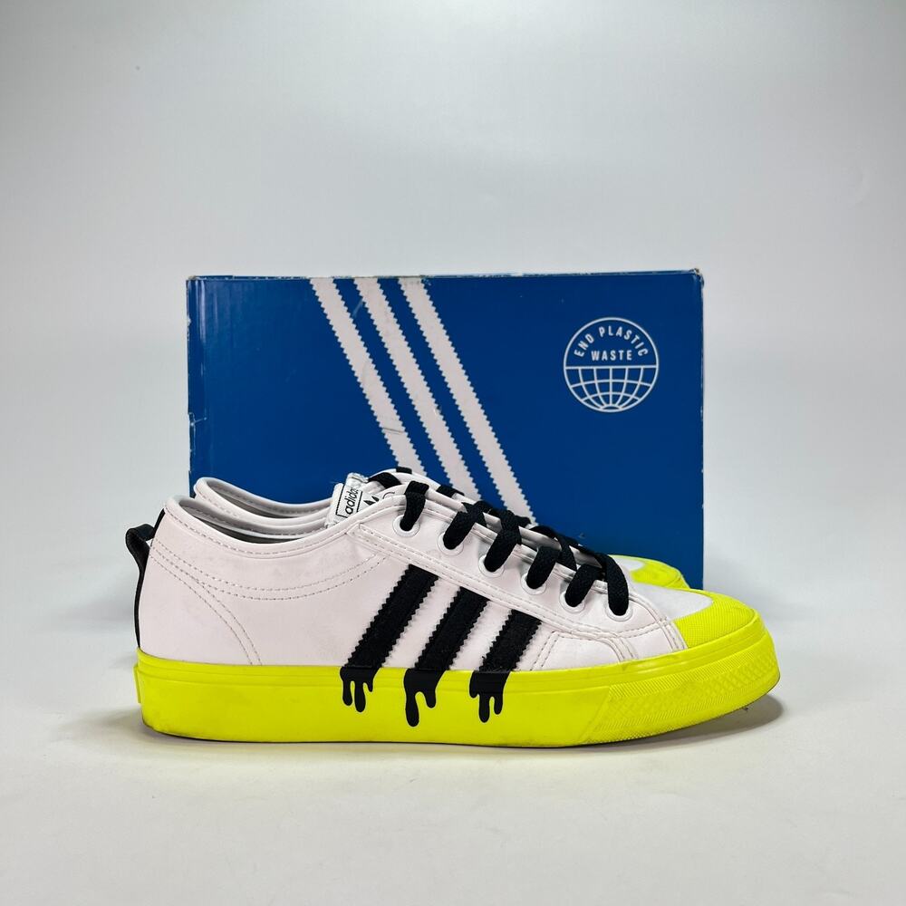 adidas Nizza J Cloud White Black Solar Yellow Sneakers GX5886 Youth Size 5.5